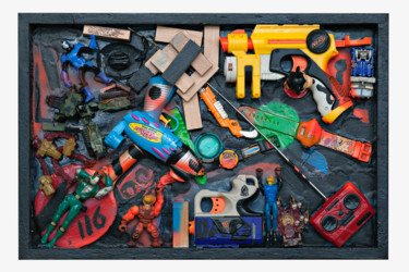 Collages intitulée "Boys Toys" par Liam Porisse, Œuvre d'art originale, Collages