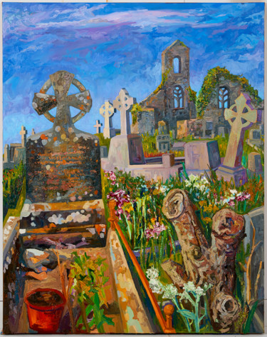 Painting titled "Cemetery" by Liam Porisse, Original Artwork, Oil