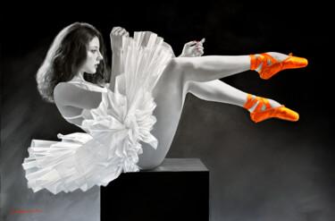 "Ballerina Repose" başlıklı Tablo Chung Yau Shek tarafından, Orijinal sanat, Petrol Ahşap Sedye çerçevesi üzerine monte edil…