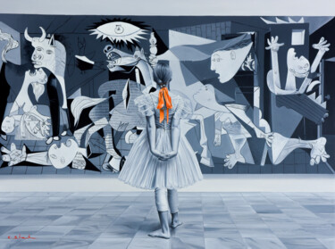 绘画 标题为“Ballerina and Guern…” 由Chung Yau Shek, 原创艺术品, 油 安装在木质担架架上