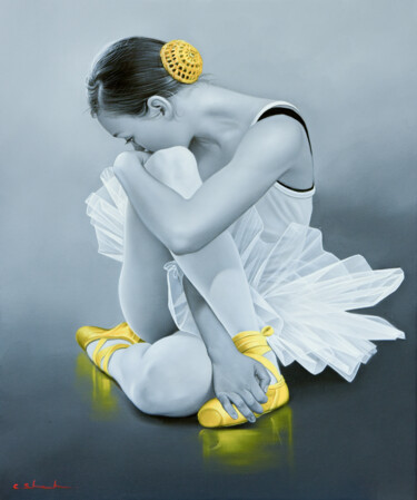 Painting titled "Stretching Out" by Chung Yau Shek, Original Artwork, Oil Mounted on Wood Stretcher frame