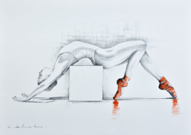 Desenho intitulada "Ballerina Drawing 9" por Chung Yau Shek, Obras de arte originais, Lápis