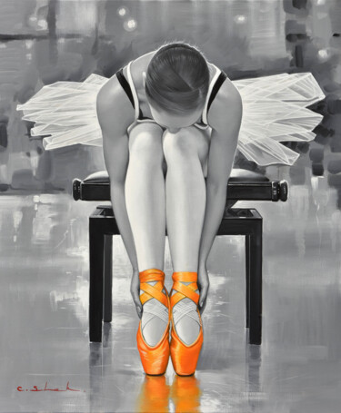 Pintura titulada "Ballet Dancer" por Chung Yau Shek, Obra de arte original, Oleo Montado en Bastidor de camilla de madera