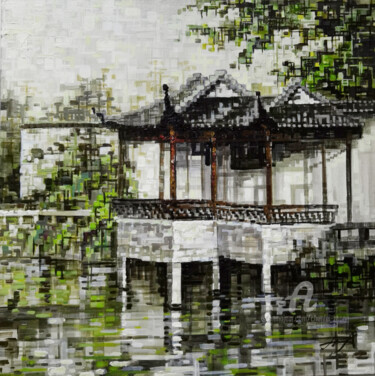 Pittura intitolato "Gardens 园林" da Chunlei Zhang, Opera d'arte originale, Acrilico