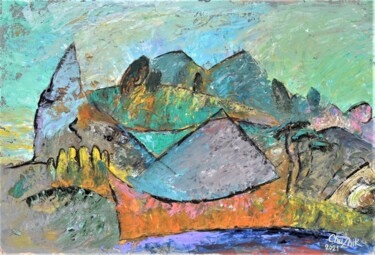 Картина под названием "Mountain landscape…" - Chuzhik, Подлинное произведение искусства, Масло