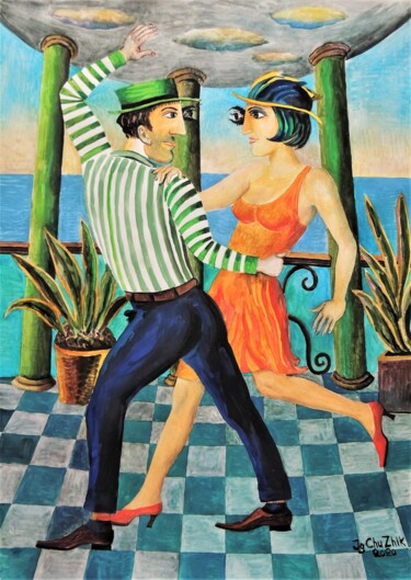 Painting titled "2-04   Dance" by Chuzhik, Original Artwork, Gouache
