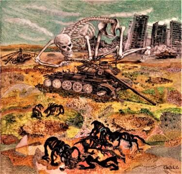 Painting titled "War" by Chuzhik, Original Artwork, Oil