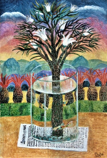 Malarstwo zatytułowany „Дерево Мира” autorstwa Chuzhik, Oryginalna praca, Olej