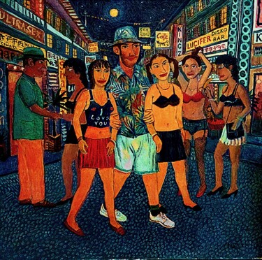 Ζωγραφική με τίτλο "Pattaya. Night" από Chuzhik, Αυθεντικά έργα τέχνης, Λάδι