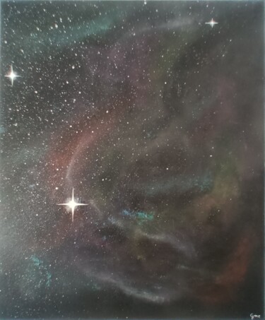 Schilderij getiteld "Interstellaire" door Cindy Jamier, Origineel Kunstwerk, Acryl Gemonteerd op Frame voor houten brancard