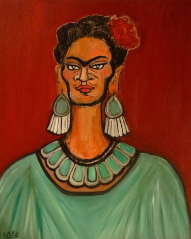 Painting titled "Portrait de Frida K…" by Cindy Millet, Original Artwork, Oil