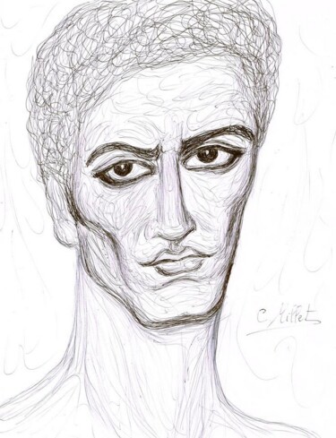 Disegno intitolato "Portrait de jeune h…" da Cindy Millet, Opera d'arte originale, Biro