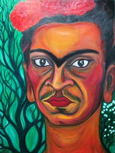 Malerei mit dem Titel "Portrait de Frida K…" von Cindy Millet, Original-Kunstwerk, Öl