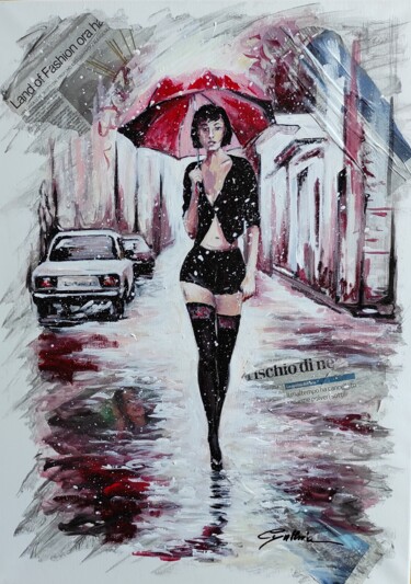 Ζωγραφική με τίτλο "Sexy in the rain" από Cynthia, Αυθεντικά έργα τέχνης, Ακρυλικό