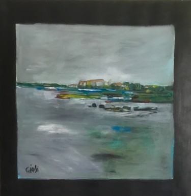 Painting titled "lagune" by Nicole Ciosi, Original Artwork, Oil