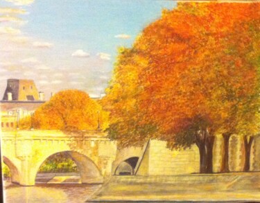 Painting titled "Paris en automne" by Cirene Bé Gé, Original Artwork, Acrylic