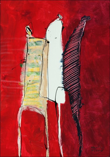 Peinture intitulée "Red Evening" par Jiri Havlik, Œuvre d'art originale, Acrylique