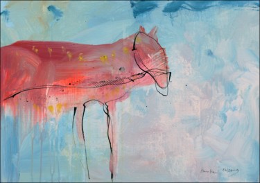 Картина под названием "Red Dog I." - Jiri Havlik, Подлинное произведение искусства, Акрил