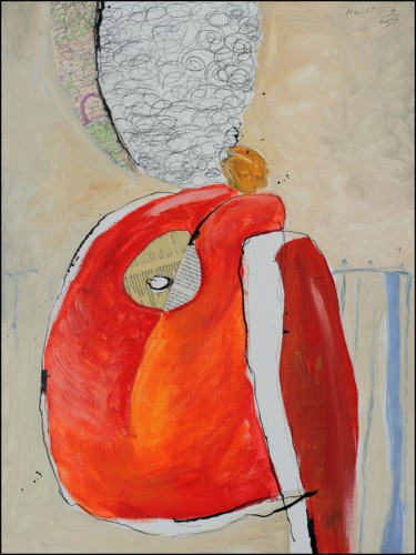 Pittura intitolato "Red Nude Girl" da Jiri Havlik, Opera d'arte originale, Acrilico