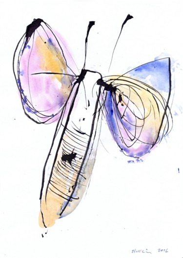 Dessin intitulée "Butterfly" par Jiri Havlik, Œuvre d'art originale, Encre