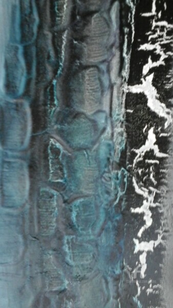 Schilderij getiteld "Blue and black" door Catherine Le Roux, Origineel Kunstwerk, Acryl