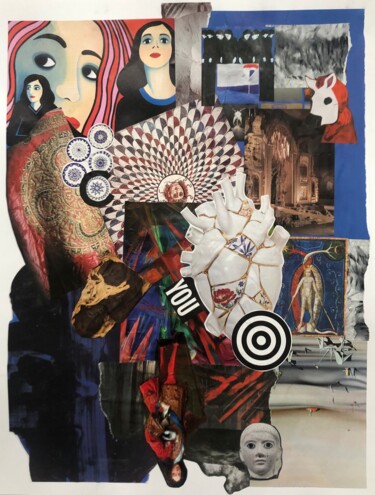 Collages titled "L'amour pour cible" by Claire Gary Dalle, Original Artwork, Collages