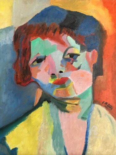 Peinture intitulée ""Portrait-multi-fac…" par Claire Marie Gay, Œuvre d'art originale, Huile Monté sur Panneau de bois