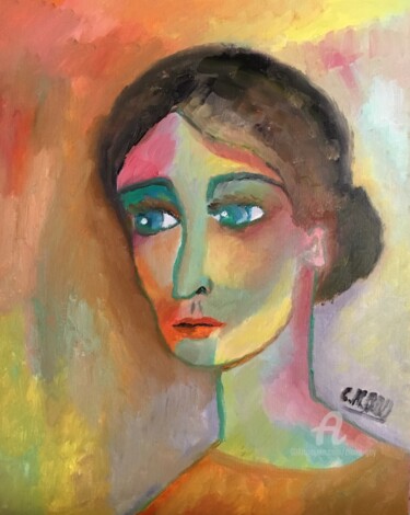 Painting titled ""Virginia"" by Claire Marie Gay, Original Artwork, Oil Mounted on Wood Panel