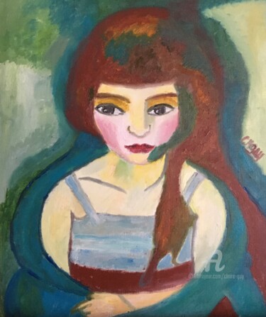 绘画 标题为“"La jeune fille"” 由Claire Marie Gay, 原创艺术品, 油 安装在木板上