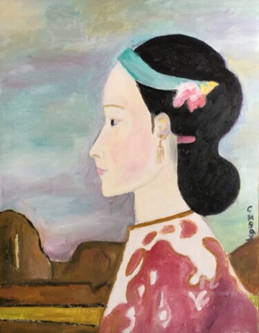 Malerei mit dem Titel ""Shinto"" von Claire Marie Gay, Original-Kunstwerk, Öl Auf artwork_cat. montiert