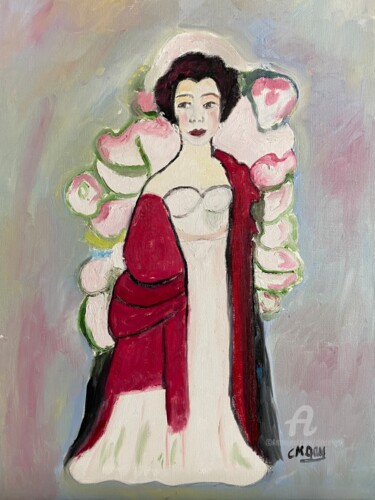 Pittura intitolato ""Rouge Passion"" da Claire Marie Gay, Opera d'arte originale, Olio Montato su Pannello di legno