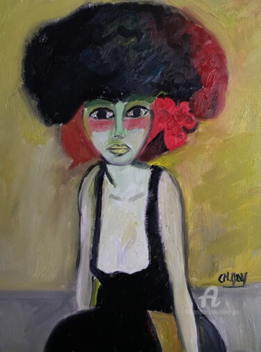 Painting titled ""Appelez-moi Mademo…" by Claire Marie Gay, Original Artwork, Oil Mounted on Wood Panel