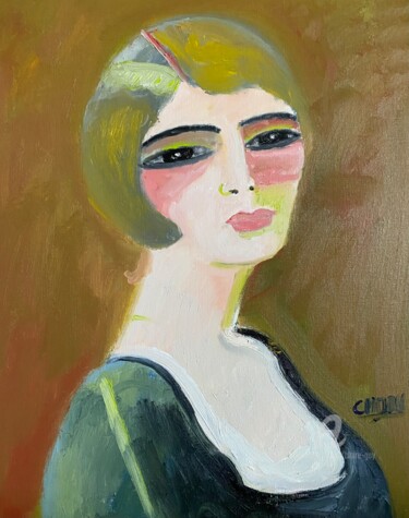 Painting titled ""Bettina"" by Claire Marie Gay, Original Artwork, Oil Mounted on Wood Panel