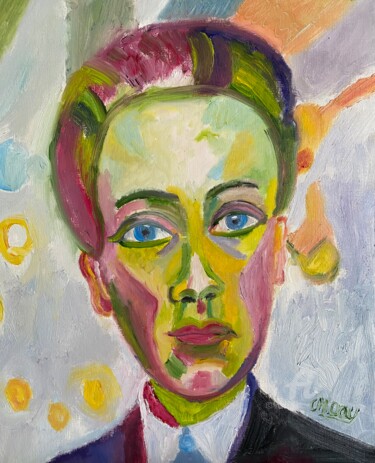 Картина под названием ""Portrait de Delaun…" - Claire Marie Gay, Подлинное произведение искусства, Масло Установлен на Дерев…