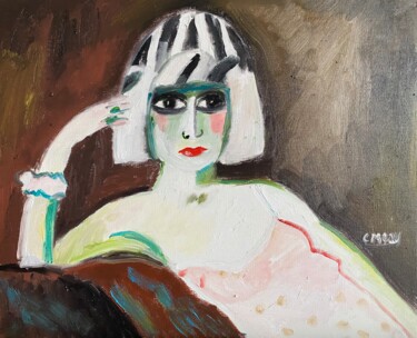 Ζωγραφική με τίτλο ""Fatale"" από Claire Marie Gay, Αυθεντικά έργα τέχνης, Λάδι Τοποθετήθηκε στο Ξύλινο πάνελ