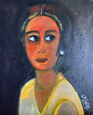 Painting titled ""Femme de Cordoue"" by Claire Marie Gay, Original Artwork, Oil Mounted on Wood Panel