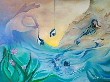 Malarstwo zatytułowany „Narcisse et Echo” autorstwa Claire Villemin, Oryginalna praca, Olej