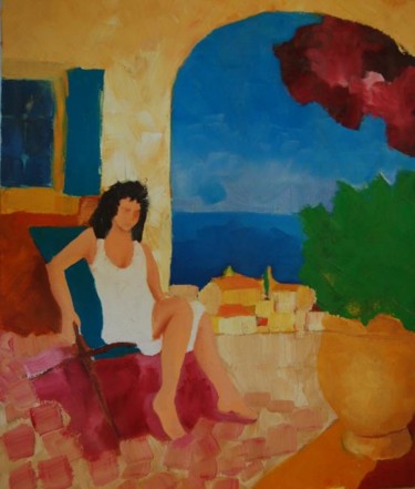 Pittura intitolato "LA SIESTE EN AOUT" da Claire Badia, Opera d'arte originale, Olio