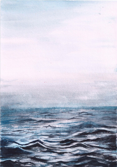 "Misty Ocean - Origi…" başlıklı Tablo Clara Monnerot (L'Atelier Clara Del Sol) tarafından, Orijinal sanat, Suluboya