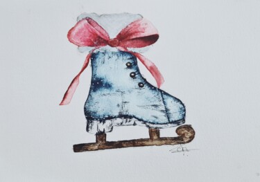 Painting titled "Ice Skating - Origi…" by Clara Monnerot (L'Atelier Clara Del Sol), Original Artwork, Watercolor