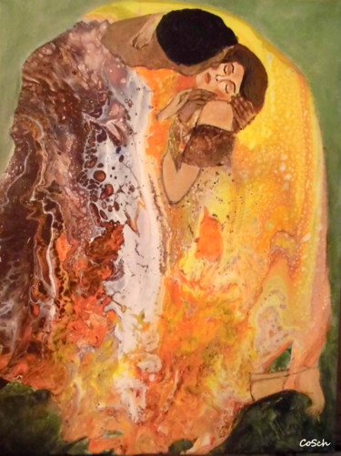 Pittura intitolato "The kiss - Tribute…" da Corina Schröder, Opera d'arte originale, Acrilico