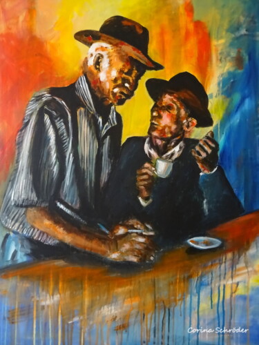 Peinture intitulée "Two old buddies" par Corina Schröder, Œuvre d'art originale, Acrylique