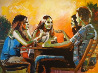 Peinture intitulée "Meeting with friends" par Corina Schröder, Œuvre d'art originale, Acrylique