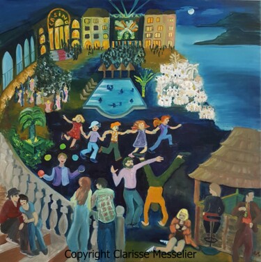 Malerei mit dem Titel "Night-life La vie d…" von Clarisse Messelier, Original-Kunstwerk, Öl