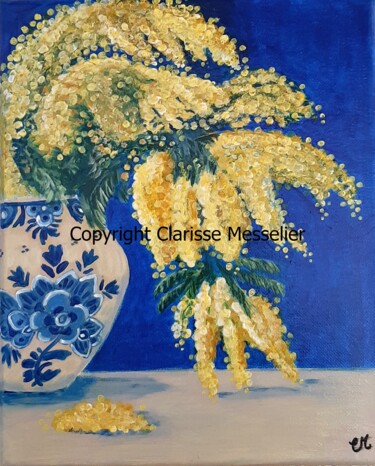 Schilderij getiteld "Mimosas" door Clarisse Messelier, Origineel Kunstwerk, Acryl