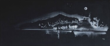 Картина под названием "Nuit blanche - encr…" - Clau Redier-Clément, Подлинное произведение искусства, Акрил
