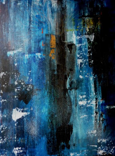 Painting titled "Impression nocturne…" by Clau Redier-Clément, Original Artwork, Acrylic Mounted on Wood Panel
