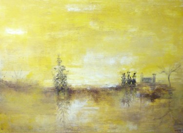 Peinture intitulée "Ciel d'or pour une…" par Clau Redier-Clément, Œuvre d'art originale, Acrylique