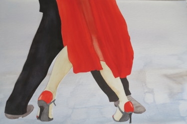 Peinture intitulée "let's dance" par Claude Berghmans, Œuvre d'art originale, Aquarelle