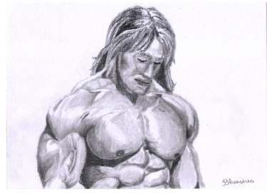 Drawing titled "Conan le barbare" by Claude Blaesius, Original Artwork, Graphite